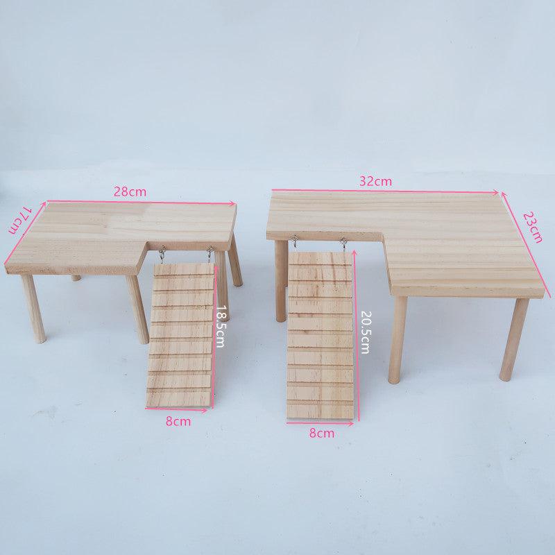 Solid Wood Hamster Staircase Playset With Golden Bear Log Toys