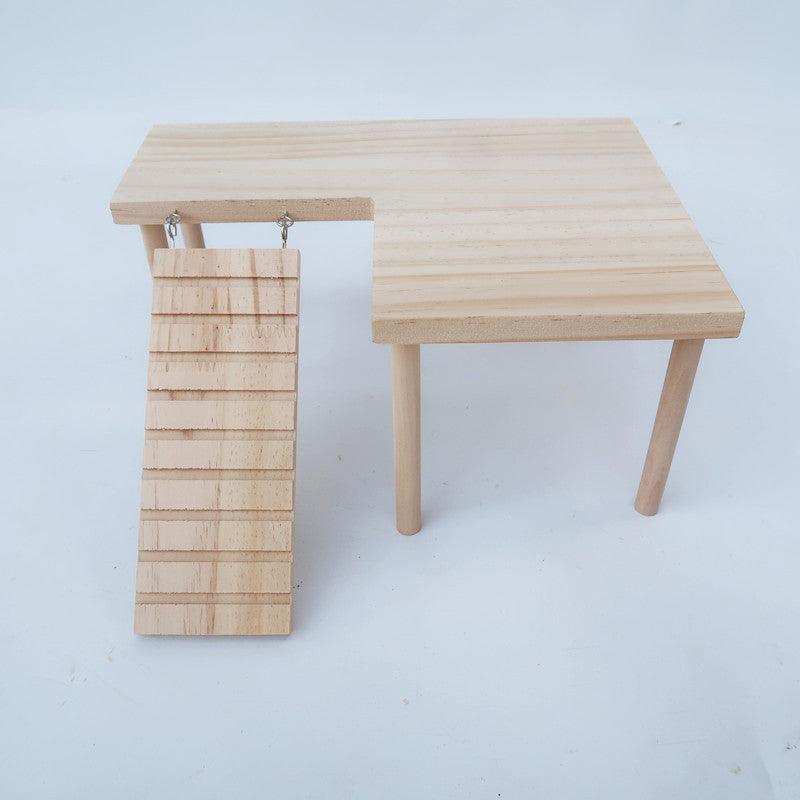 Solid Wood Hamster Staircase Playset With Golden Bear Log Toys