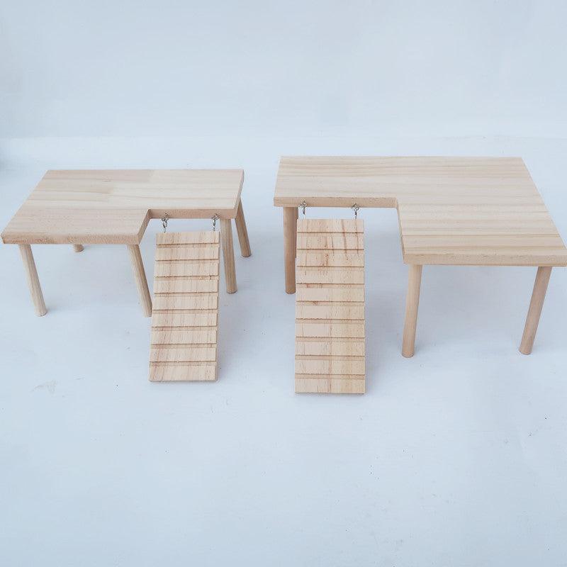 Solid Wood Hamster Staircase Playset With Golden Bear Log Toys