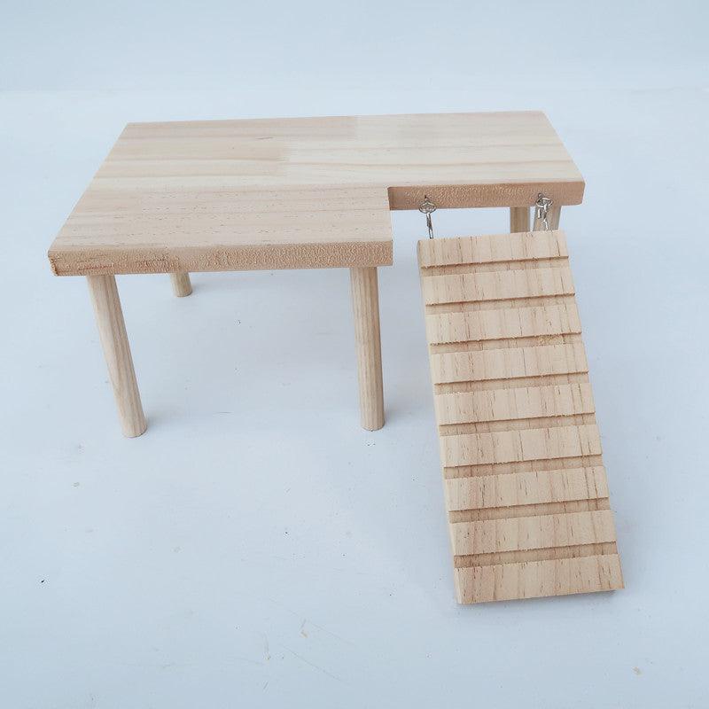 Solid Wood Hamster Staircase Playset With Golden Bear Log Toys