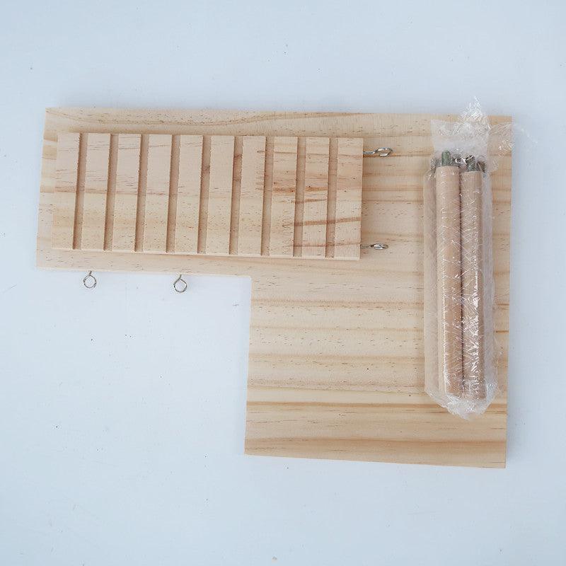 Solid Wood Hamster Staircase Playset With Golden Bear Log Toys