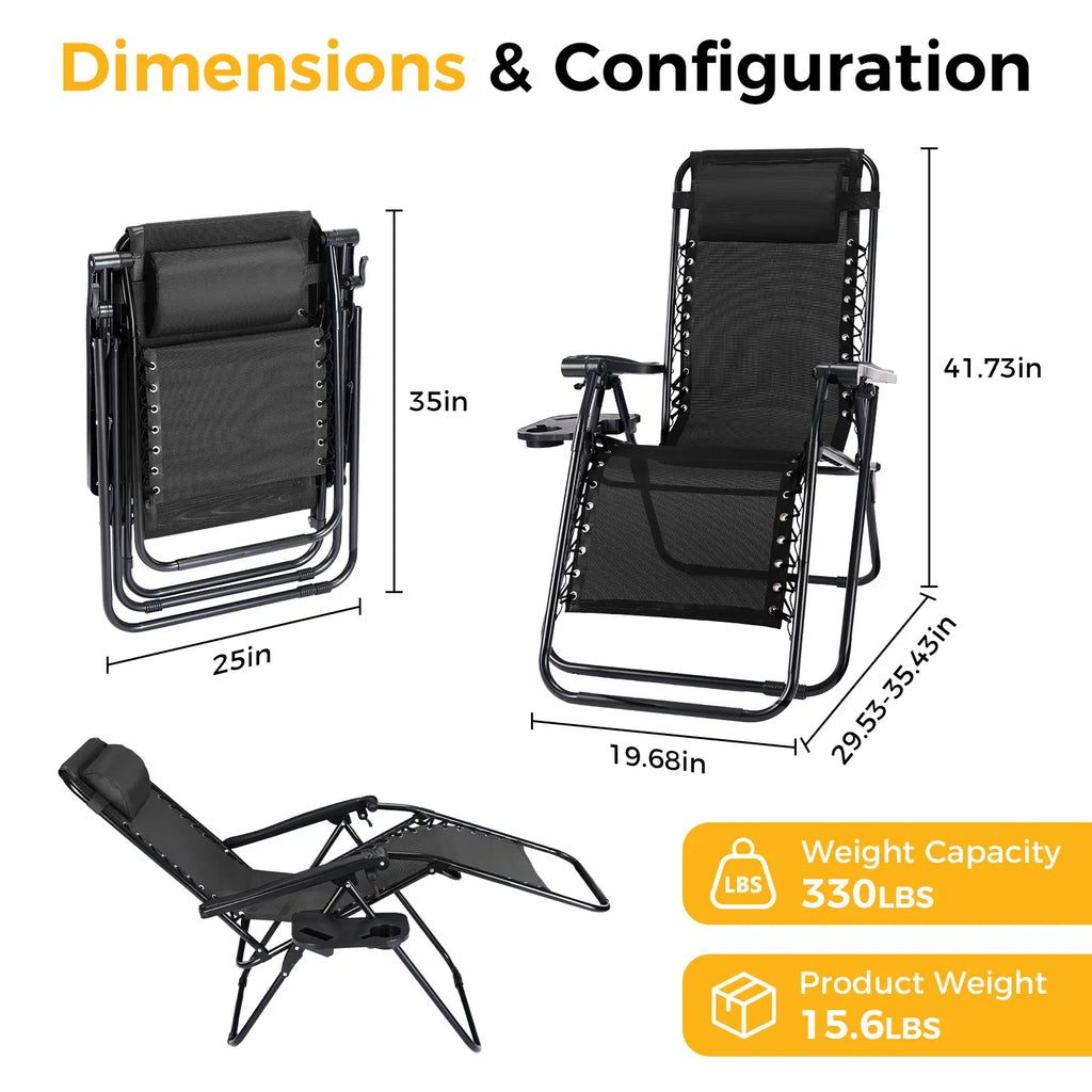 Set of 2 Zero Gravity Chairs